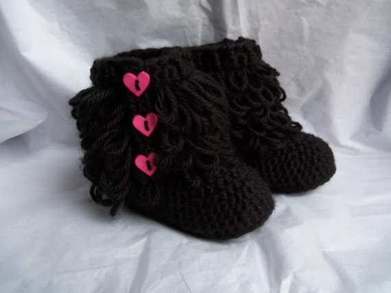 free shipping,Cute Handmade Crochet baby Boots Shoes Newborn Photo Prop - black