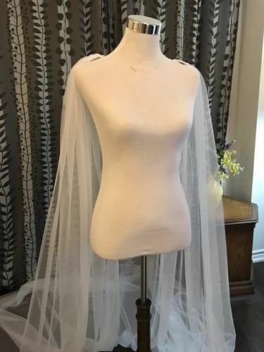 Plain Wedding Cape Veil Bridal Shoulder Veil White/Ivory Tulle Long Cape Cloak Shawl White/ Ivory