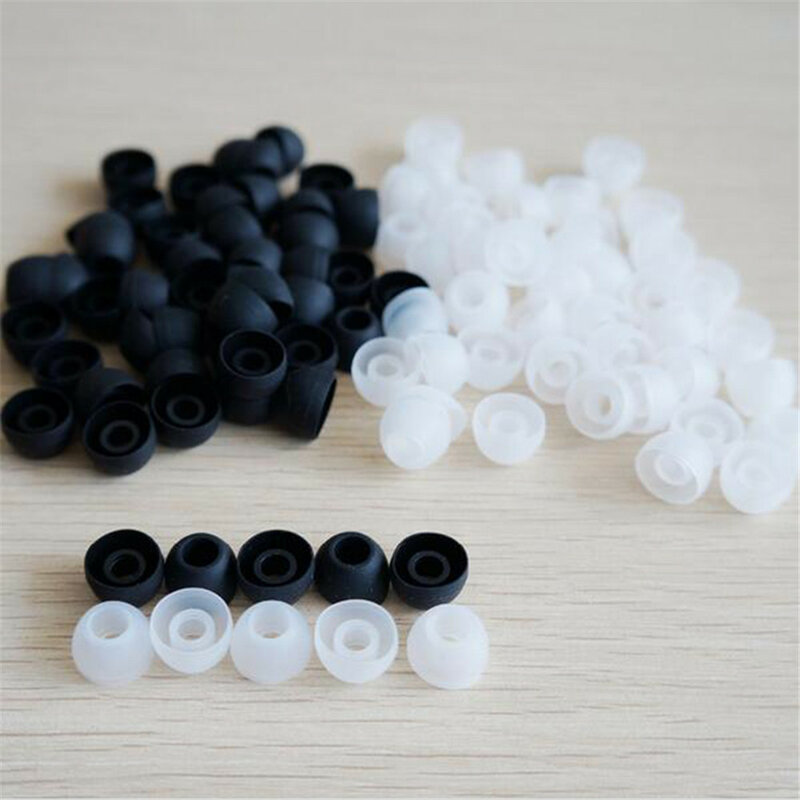 Tiras de substituição de silicone para fones de ouvido, 20 peças, preta, transparente