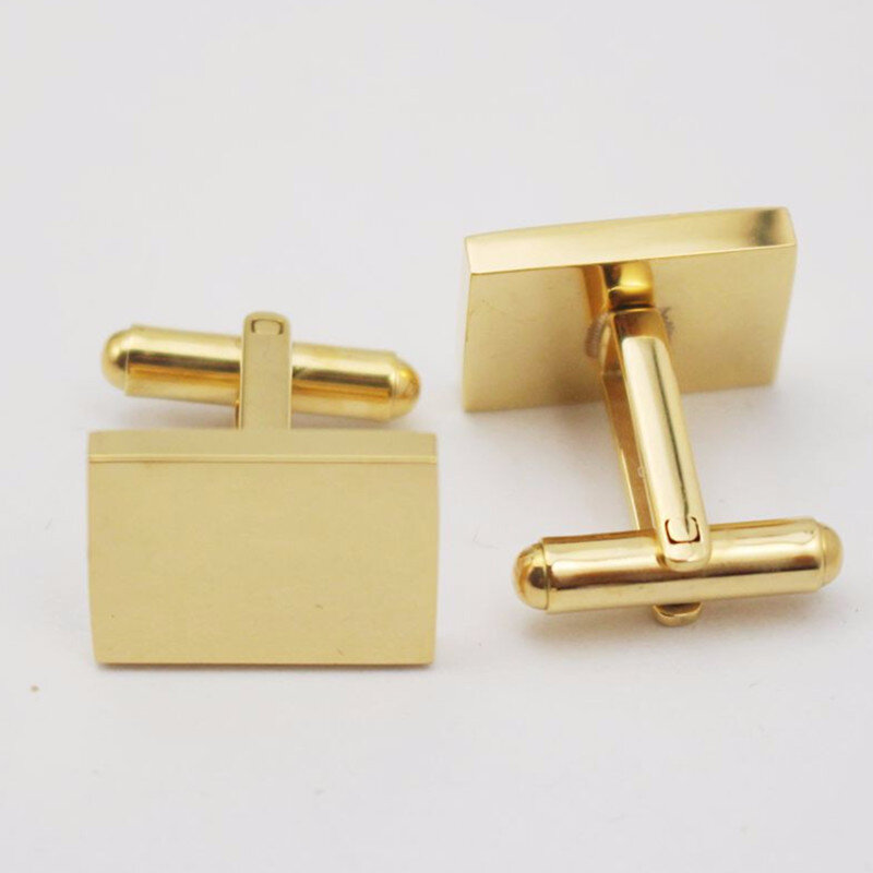 العصرية مجوهرات الليزر بسيط مستطيل الفولاذ المقاوم للصدأ زر الكم النقش شعارك للرجال الذهبي 1 اللون شحن مجاني