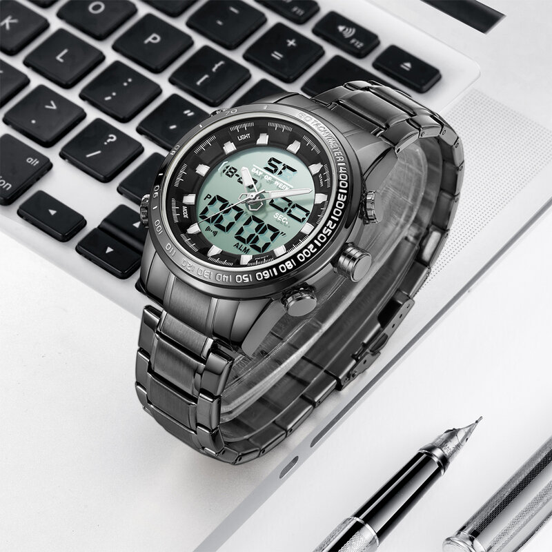 2023 Digital Watch Men Luxury Brand MIZUMS Men Sport Watches Waterproof Gold Steel Quartz Men's Watch Military Relogio Masculino