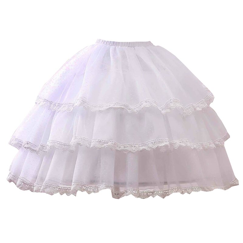Falda interior de Cosplay lolita para mujer, vestido de baile rockabilly crionline, de 3 capas enagua, aro con volantes, línea A, 50cm, 68cm