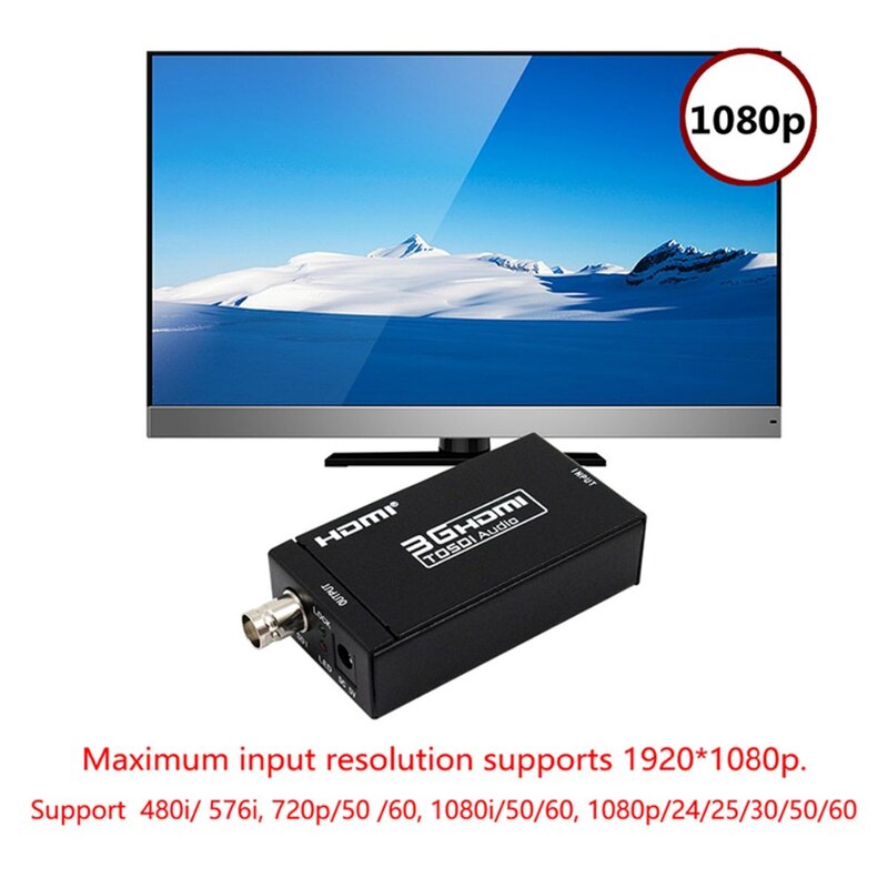 2 peça hdmi-compatível com sdi SD-SDI HD-SDI 3g-sdi hd conversor de vídeo com ue ou reino unido ou eua ou au adaptador de energia