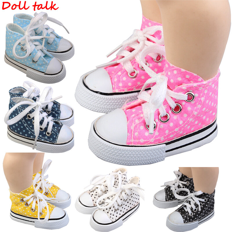 Cloth Unisex Shoes  New Style Spotted Doll 7.5cm Canvas Shoes For 60cm 1/3 BJD Doll Fashion Mini Shoes For Russian DIY Doll Girl