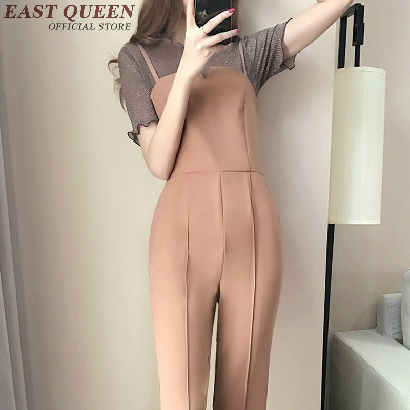 패션 jumpsuit 2018 새로운 도착 jumpsuit 여성 단색 rompers 여성용 멜빵 NN0657 HQ