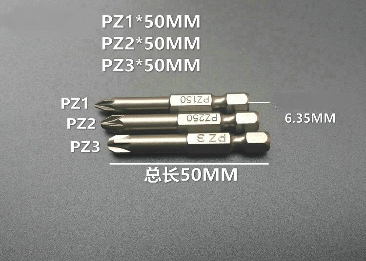 Pozidriv-destornillador magnético de acero S2, L100mm, 5 piezas, PZ1, PZ2, PZ3