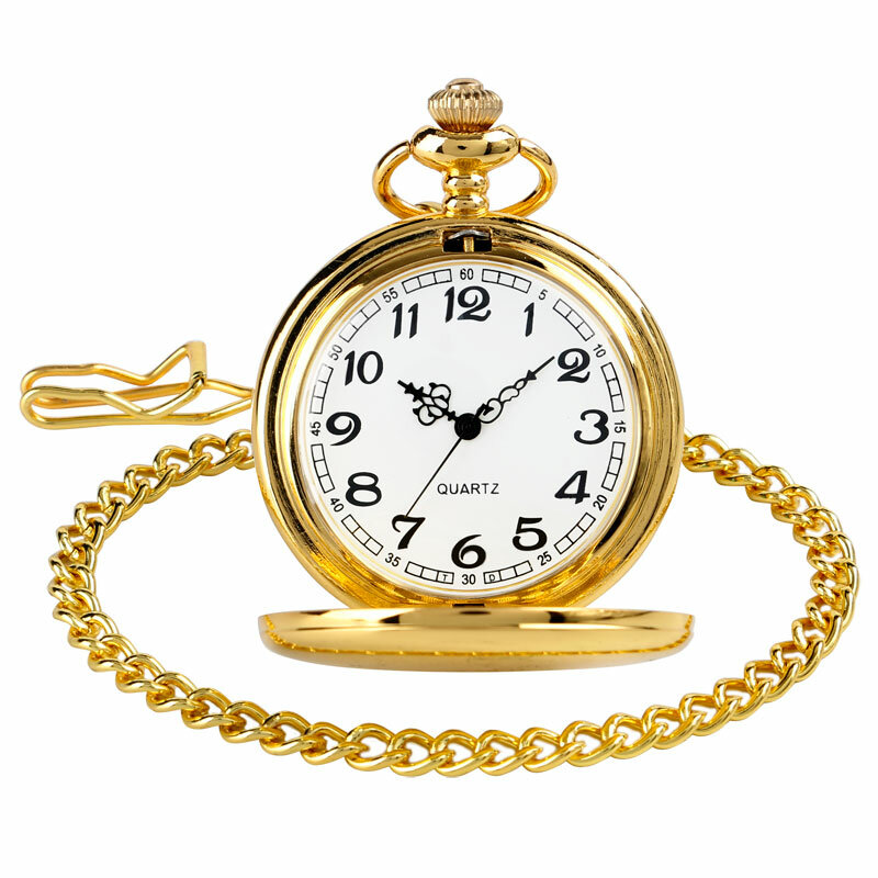Reloj de bolsillo con cadena de oro para hombre y mujer, accesorio de pulsera de cuarzo con colgante moderno, estilo casual, cazador completo, castillo, regalo