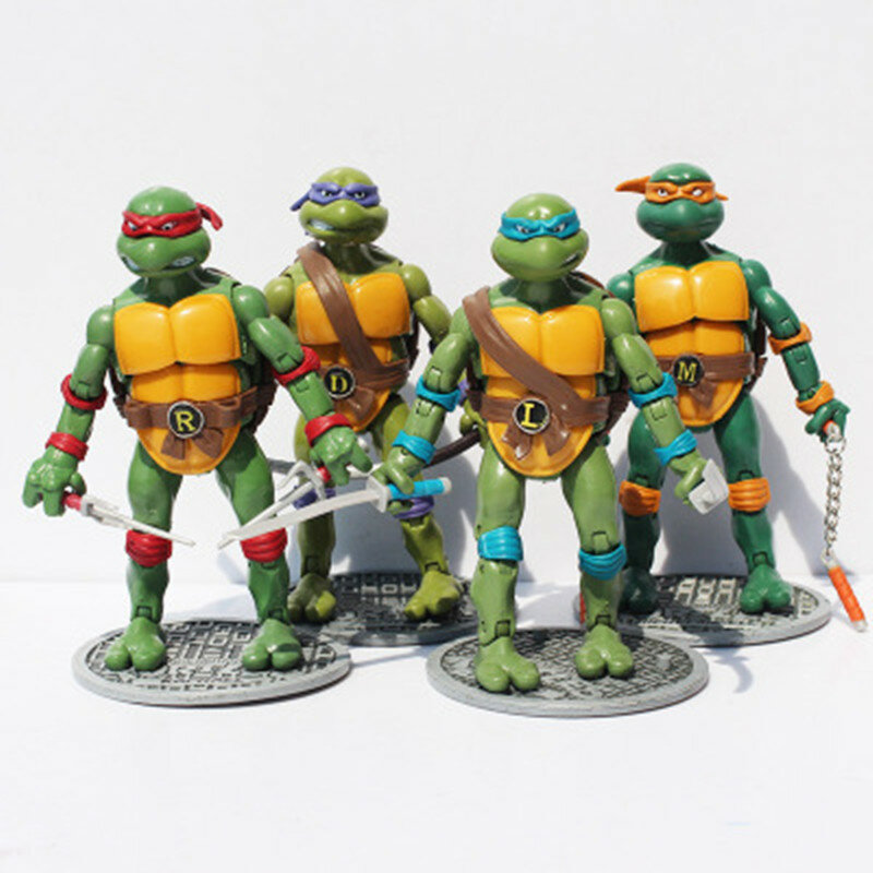 Nowy darmowa wysyłka 4 sztuk/partia Model zabawki Action & Toy figurki żółwie model animacja artykuły wyposażenia wnętrz