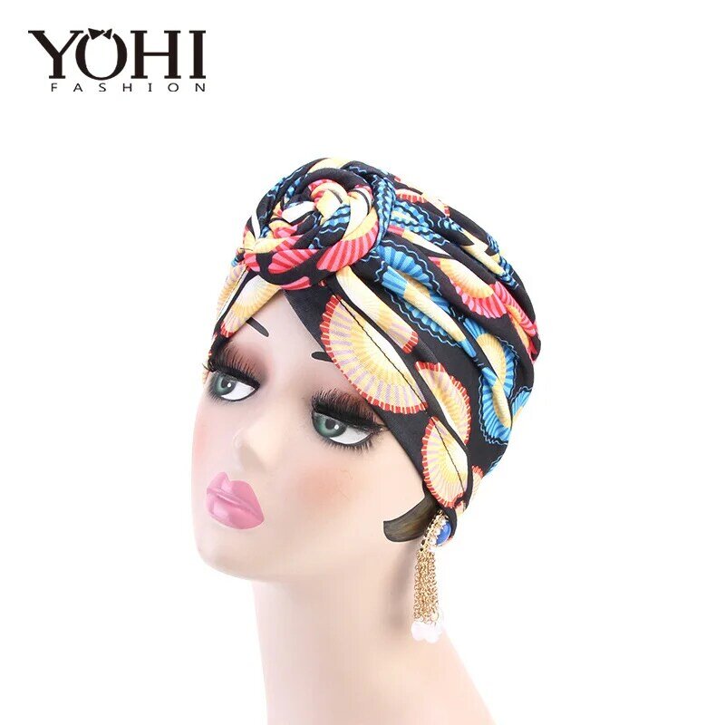 New fashion Ethnic wind vortex knotted hooded hat African fashion fashion hat Muslim hat for women Turban