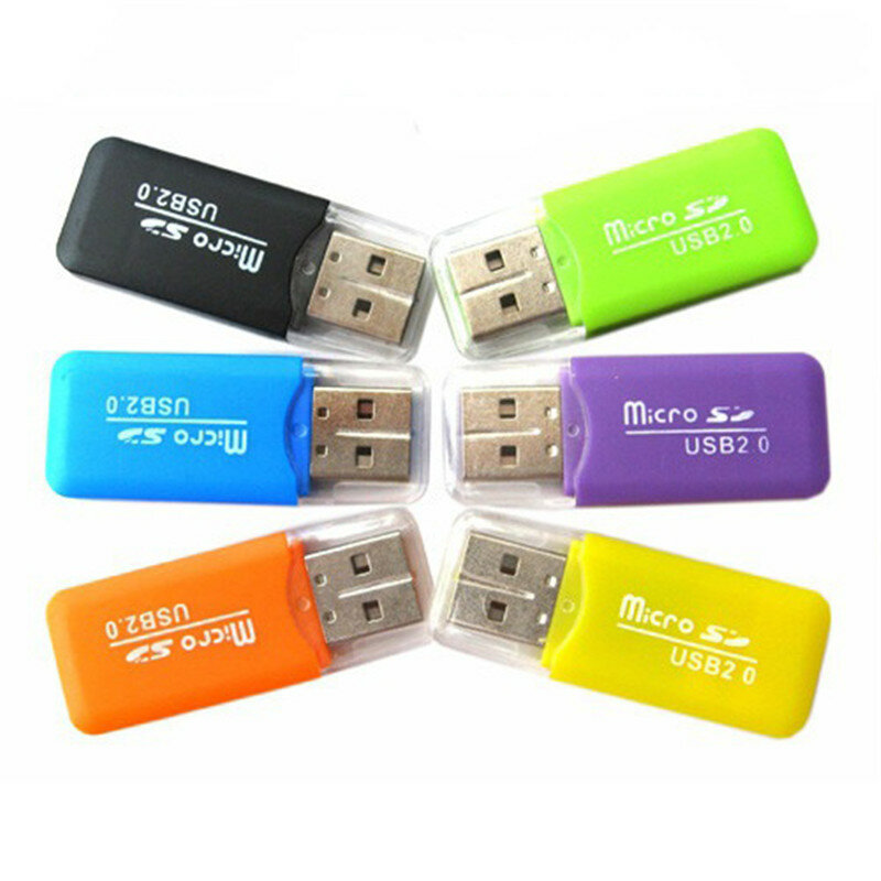 SIANCS-Lecteur de carte externe, mini USB 2.0, carte TF pour PC MP3 MP4, adaptateur hub de procureur, coloré