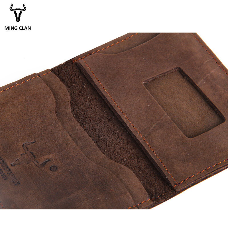 Mingclan – portefeuille Crazy Horse Slim en cuir véritable pour hommes et femmes, Mini porte-cartes de crédit, étui de poche, porte-monnaie de voyage
