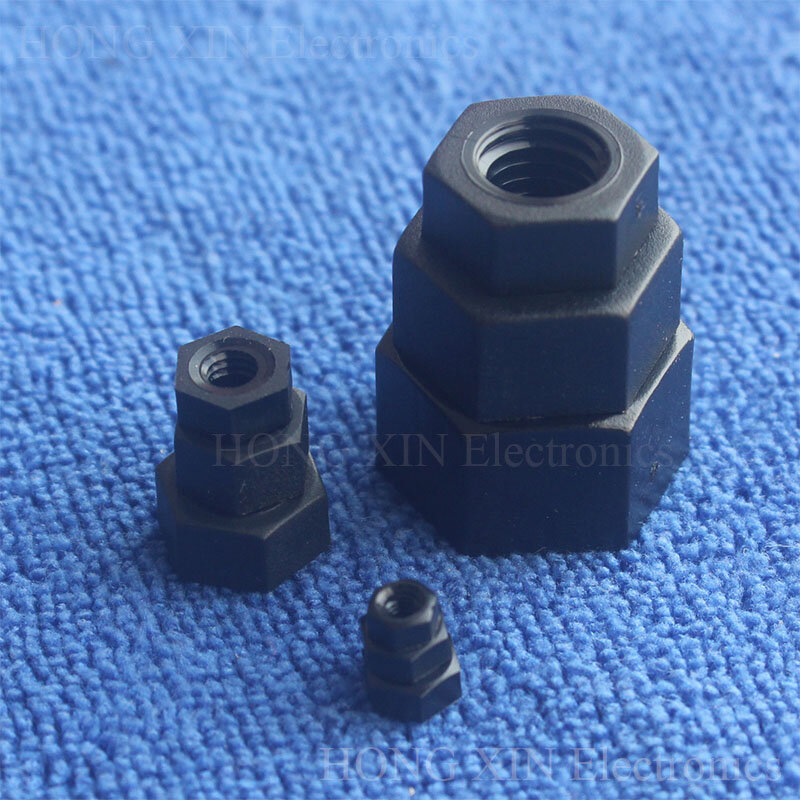 Tuerca Hexagonal de nailon negro, tuercas hexagonales de plástico, ROHS, para fabricación de modelos DIY, M2, M2.5, M3, M4, M5, M6, M8, M10, M12, 1 ud.