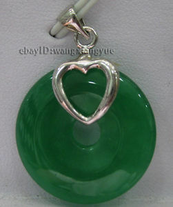 Charming!25mm Natural Green Jade Round pendant necklace