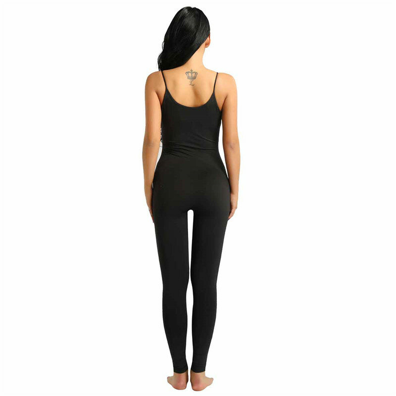 ผู้หญิงเซ็กซี่Jumpsuit Romper Playsuitคลับสีดำฤดูร้อนเสื้อผ้าBodysuitยืดรถถังUnitard Dance Leotard Femmeเสื้อผ้า