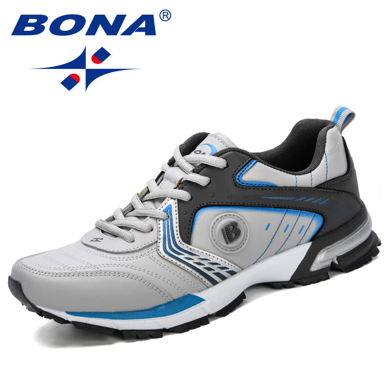 BONA-Tênis leves e respiráveis para homens, com renda, tênis de corrida, esportes ao ar livre, caminhar, correr, confortável, moda