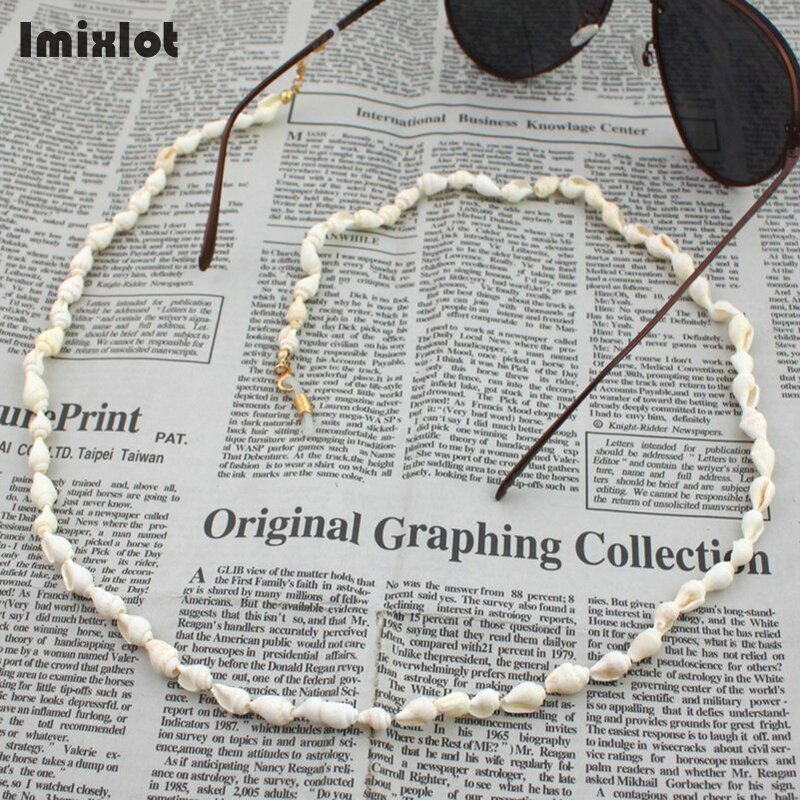 Imixlot-Cadena de conchas pequeñas para gafas de sol para mujer, cadena para gafas de lectura, soporte de cordón, correa para el cuello, cuerda