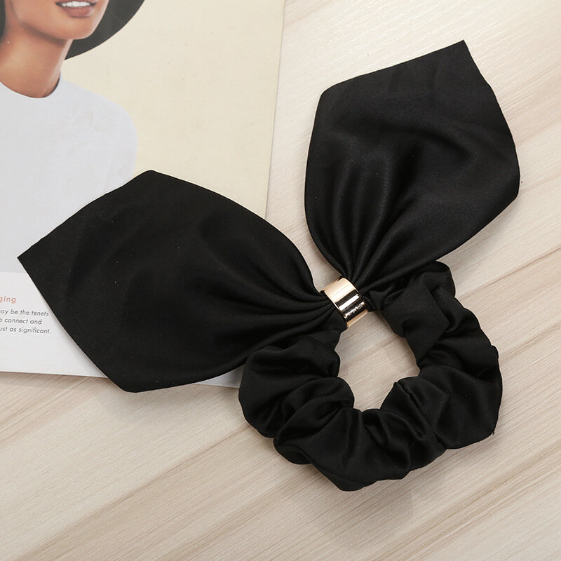 High quality simple fashion Hair Bands for Girls Pearl Bowknot Scrunchies Elastic Hair Rope Bow Ties Ponytail Holder Hairband