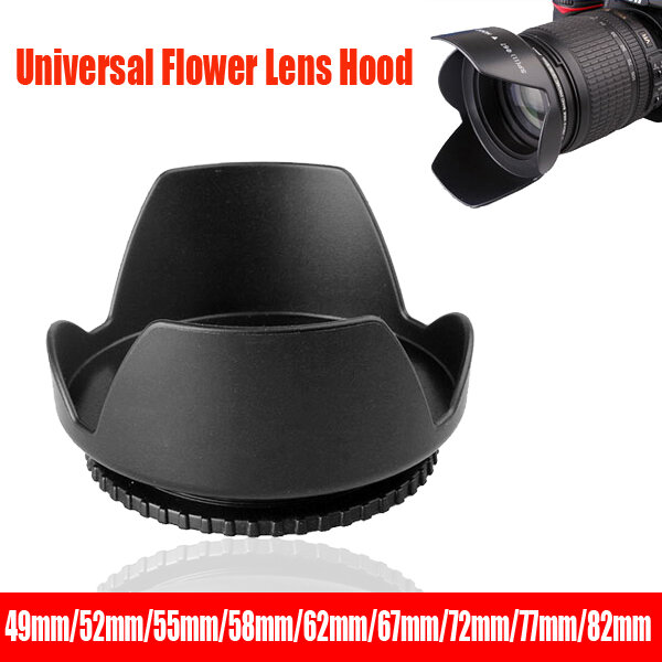 Capa de lente universal 49mm, 52mm, 58mm, 55mm, 62mm, 67mm, 72mm, 77mm, 82mm, rosca-in, tulipa, pétala, flor, linha do filtro, proteção da câmera