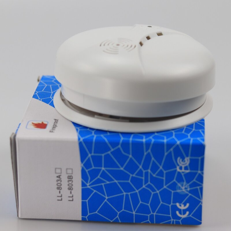 GZGMET-Detector de humo fotoeléctrico RFID inalámbrico, alarma de fuego sensible al blanco con botón de prueba, 433MHZ