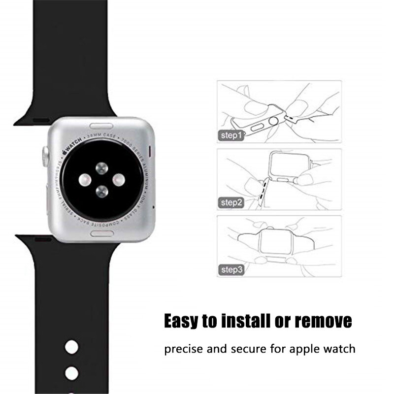 Мягкий силиконовый сменный ремешок для Apple Watch band 4, 5, 44 мм, 40 мм, браслет для iWatch series 3/2/1, 42/38 мм, аксессуар