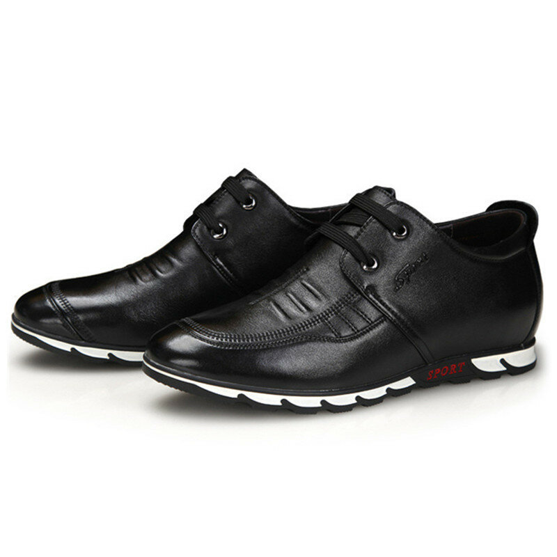 Mannen Mode Comfortabele Lederen Ademend Sport Schoenen Hoogte Toenemende Lift Sneakers Krijgen Groter 5 CM