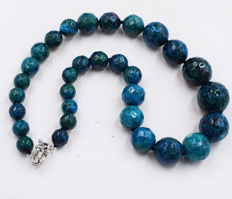 wow! green  peacock jade round faceted 10-20mm necklace  necklace 17inch wholesale beads