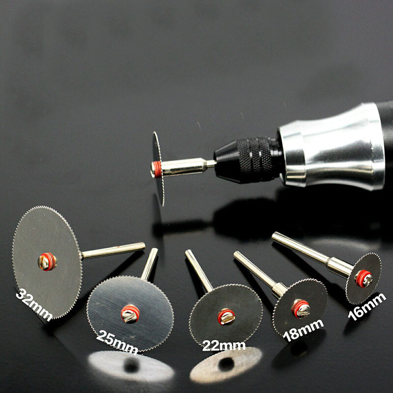 6Pcs/set Stainless Steel Slice Metal Cutting Disc with 1 Mandrel For Dremel Rotary Tools 16 18 22 25 32mm Cutting Disc