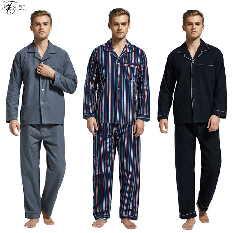 Мужская Фланелевая Пижама Tony & Candice, пижама с длинным рукавом, 100% хлопок, для зимы