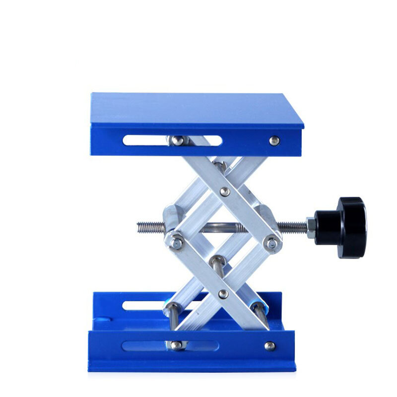 調整可能な4x4インチアルミニウム研究所ラボリフトリフティングプラットフォーム実験ジャックscisser折りたたみ式リフティングテーブル100x100x150mm