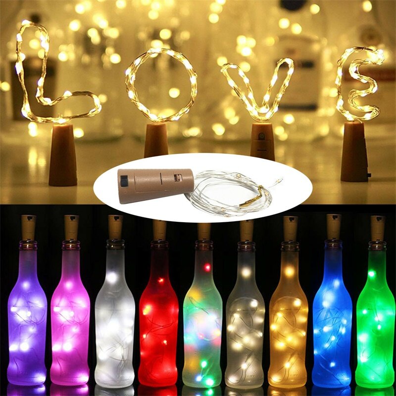 3.28 piedi 1M 10 LED a forma di sughero filo di rame stringa luce bottiglia di vino LR44 batteria bottiglia di vino per la decorazione della festa di natale artigianale in vetro