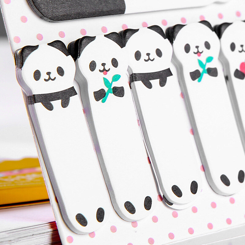 Piękne ładne zwierzę kot Panda kartki samoprzylepne notatnik papierowe zakładki szkolne naklejki do planowania koreańskie piśmiennicze
