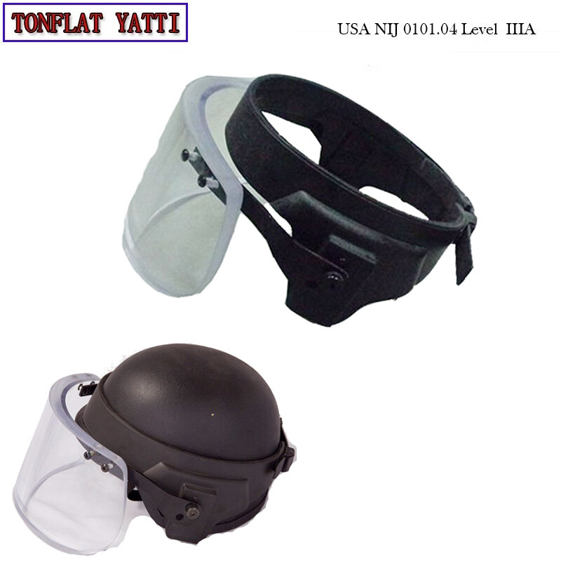 Bullet Proof Polyester Flak Glass Ballistic Face Shield Military Tatico Anti Riot Helmet Visor Personal Self Defense