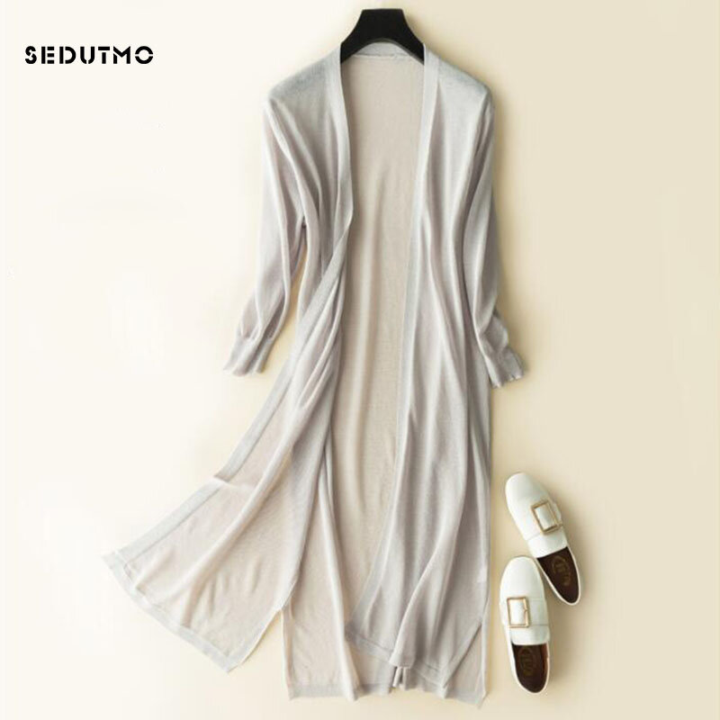 Летнее Длинное кимоно SEDUTMO, Женский вязаный кардиган, блузка, тонкие осенние Топы в стиле бохо, Пляжная рубашка оверсайз ED811
