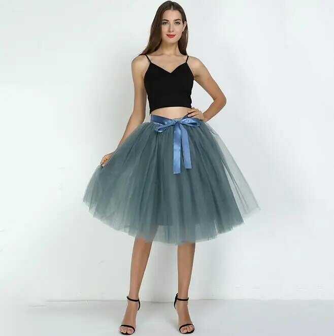 Женская фатиновая юбка-пачка с высокой талией, 7 слоев