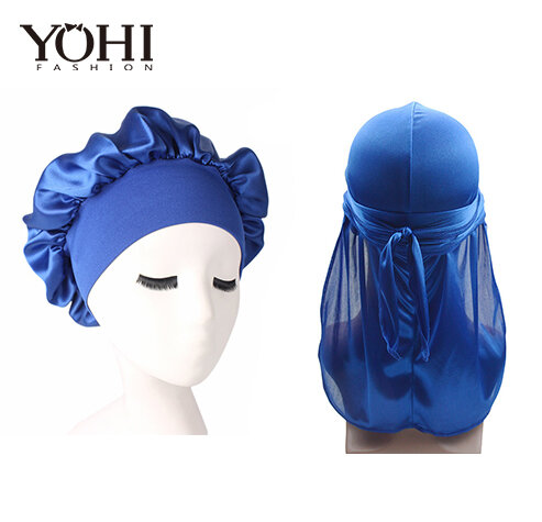 InjDurag-Bonnet de chiffon large en polyester pour hommes, bandana, vêtements de sauna, bonnet de couchage confortable, nouveau, 2 pièces par lot