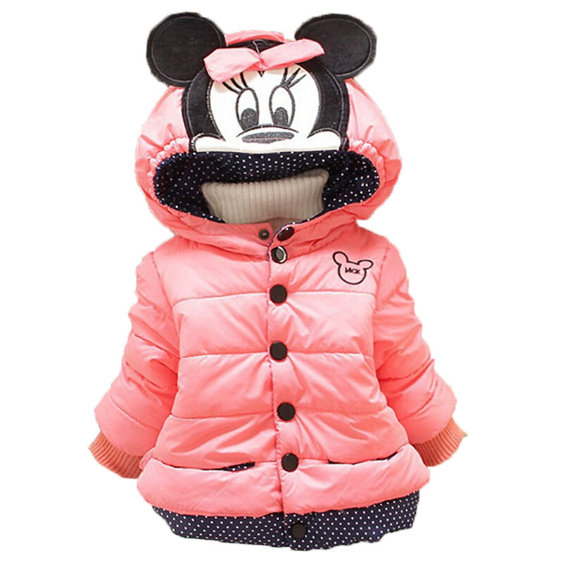 Winter Baby Jackets For Girls Clothes Baby Clothing Kids Hooded Coats Toddler Warm Minnie Mickey Jacket Infant Boys Outerwear