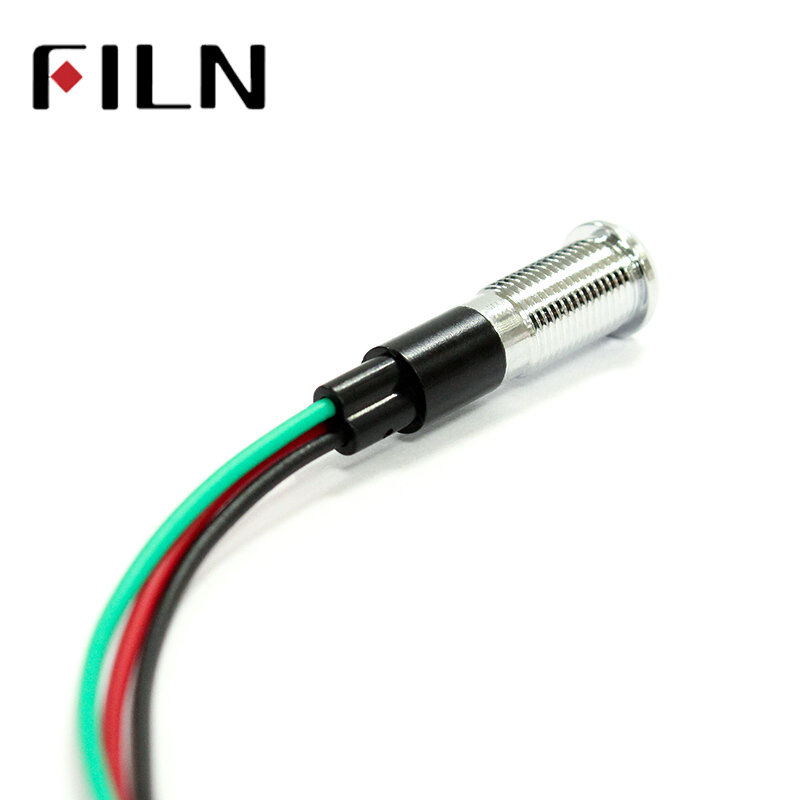 Luz indicadora do fl1m-8fw-led do filtro com cabo, 8mm, 6v, 36v, 110v, 220v, bicolor, 12v