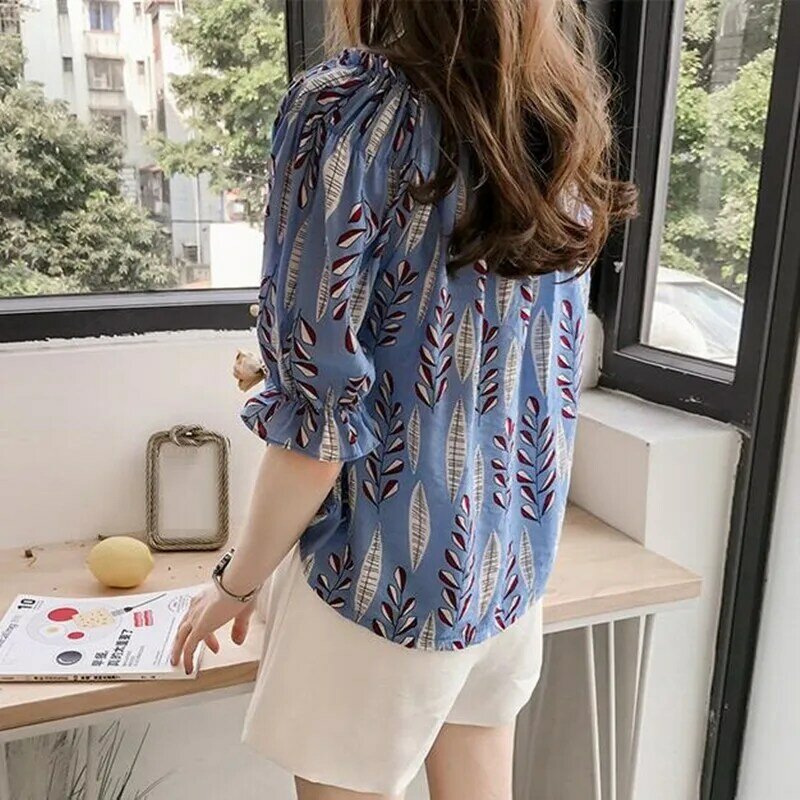 여름 새로운 셔츠 여성 기질 인쇄 쉬폰 블라우스, 여성 느슨한 플러스 사이즈 얇은 섹시한 슬래시 넥 끈이 없는 여자 탑 H9128
