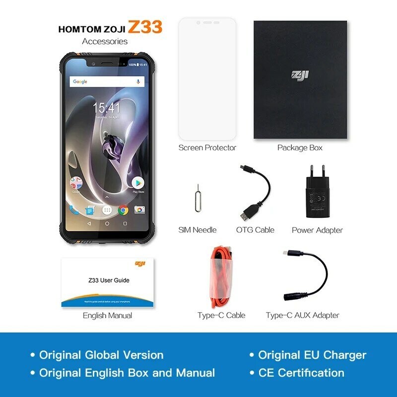 Versión Global HOMTOM ZJI ZOJI Z33 IP68 impermeable Smartphone 5,85 "MT6739 Quad Core teléfono móvil 4600 mAh Face ID 4G teléfono móvil