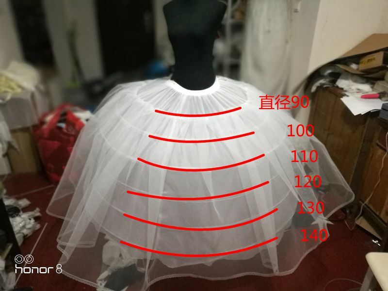 Enagua de crinolina para vestido de novia, 6 aros hinchados, antideslizante, vestido de novia