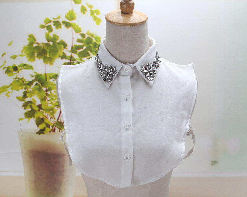 Camisa de algodón con cuello falso para mujer, camisa bordada decorativa, accesorios de blusa blanca y negra, decoración de cuello falso