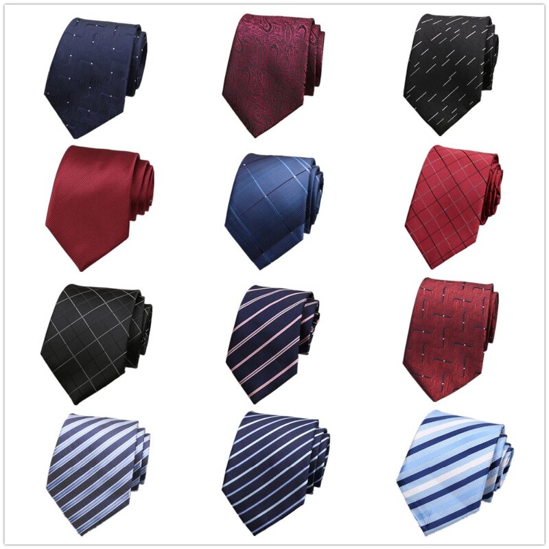 HOOYI-Corbata de cuello a rayas para hombre, corbatas de negocios a cuadros, corbatas de boda, fiesta, Navidad, regalo sólido de 8cm