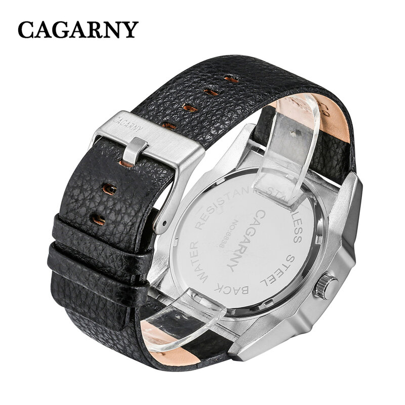 2023 Mens นาฬิกา CAGARNY แบรนด์สุดหรูสบายๆทหารทหารกีฬาสายนาฬิกาข้อมือหนังนาฬิกาผู้ชายนาฬิกา Relogio Masculino