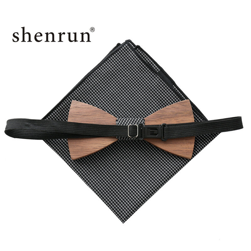 ShenRun, новинка, Мужской деревянный галстук-бабочка ручной работы + запонки + носовой платок, набор аксессуаров для свадебной вечеринки, мужской галстук