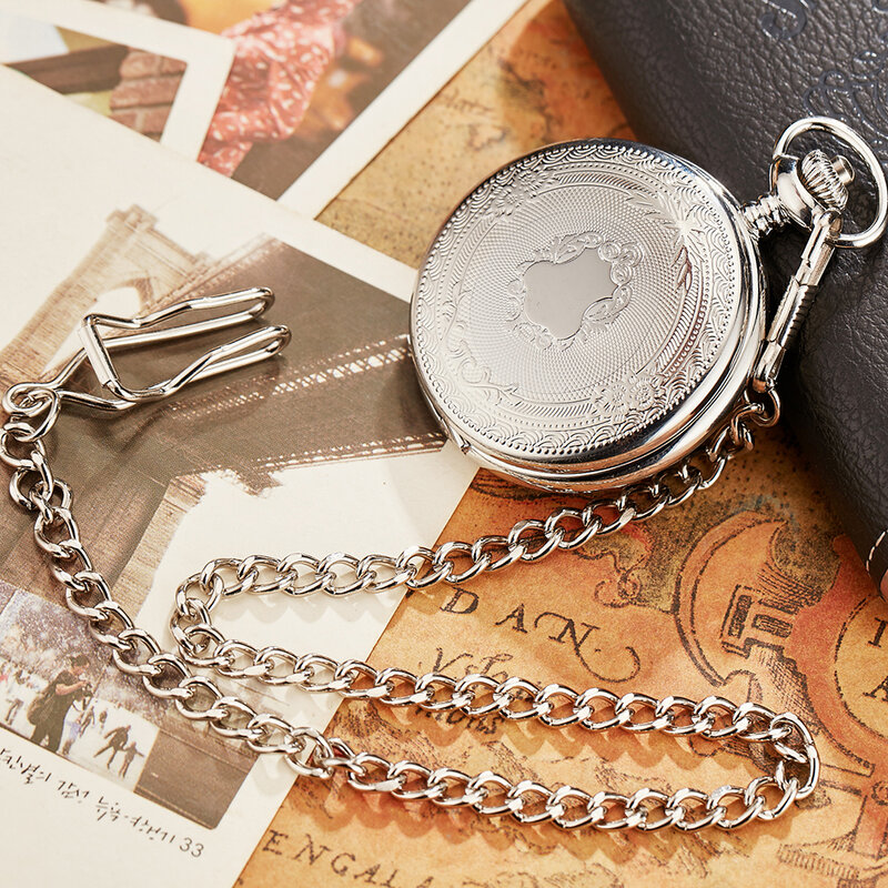 Reloj De bolsillo De acero inoxidable para hombre, pulsera De mano De lujo, dorado, con cadena De reloj De bolsillo, De cuarzo japonés, grabado, regalo