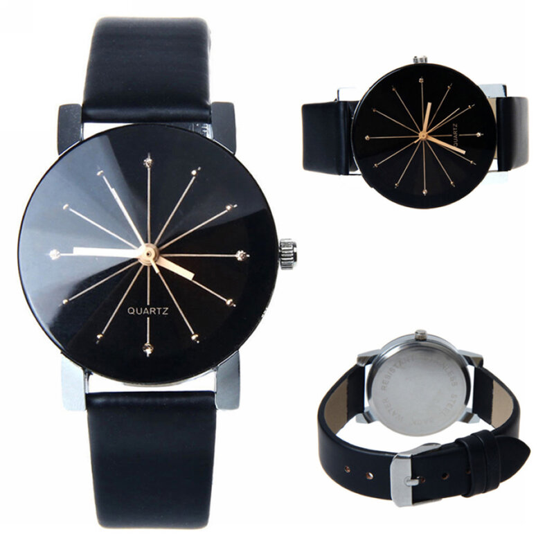 Женские Мужские Аналоговые кварцевые модные наручные часы с кожаным ремешком и датой