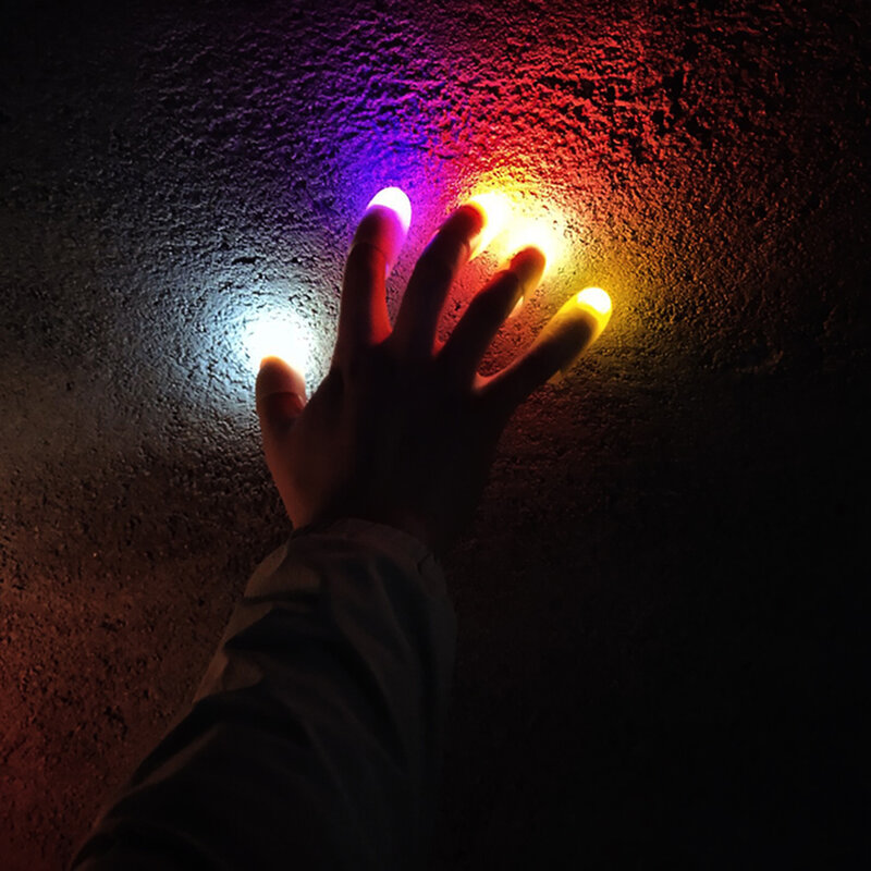 Luz mágica iluminada de un solo dedo, luz LED divertida con dedos intermitentes, accesorios de truco de magia, juguetes iluminados para fiestas y días festivos, 2 piezas
