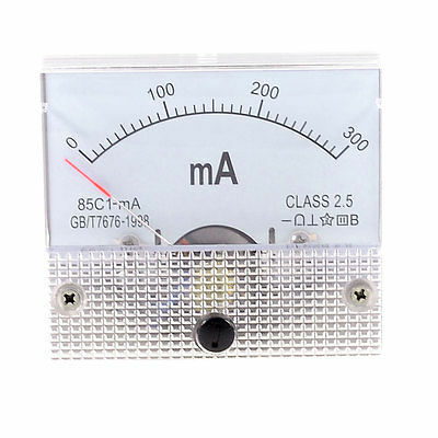 Medidor de Panel de corriente analógico, amperímetro 85C1-mA, precisión DC 0-300mA, clase 2,5