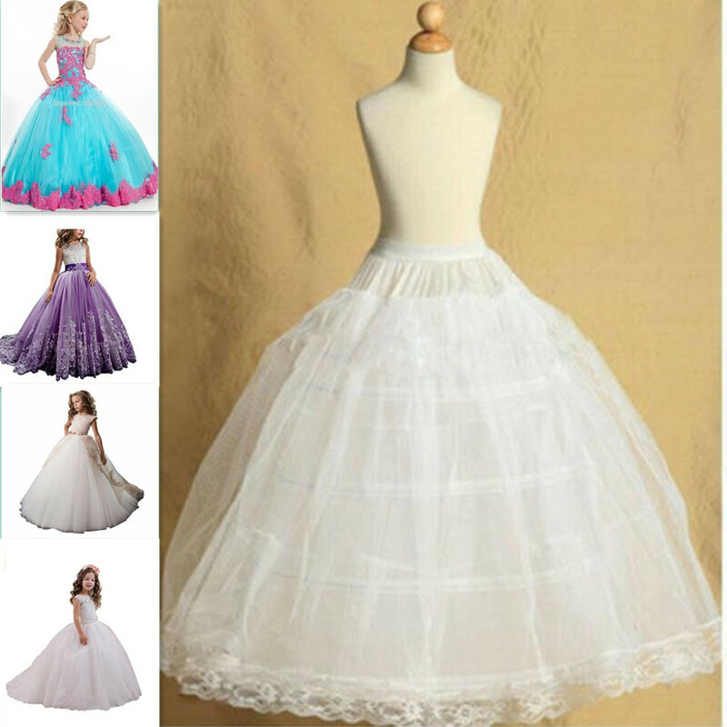 2 Hoop Einstellbare Größe Blume Mädchen kleid Kinder Kleine Kinder Unterrock Hochzeit Krinoline Petticoat Fit 3 zu 14 Jahre Mädchen