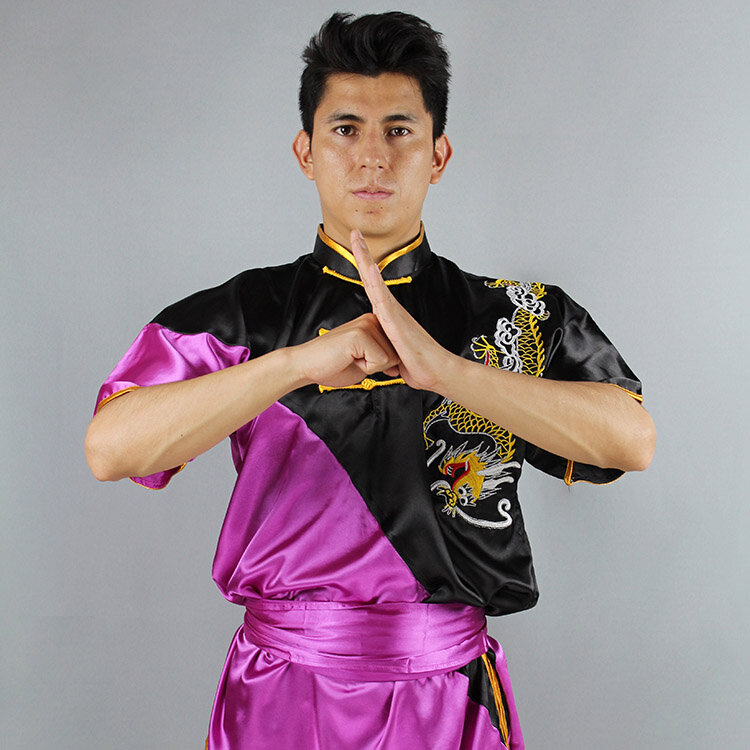 Tai chi jednolita bawełna podwójne kolory wysokiej jakości Wushu Kung fu odzież dla dzieci dorosłych z krótkim rękawem sztuki walki Wing Chun garnitur